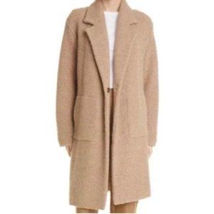 NWT $545 Vince Women's Longline Cardigan Jacket Notch Collar Size 3X Tan Wool